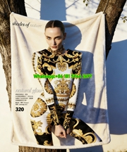 Versace Black White Gold Baroque Print Bodysuit Campaign Flannel Sofa Throw Blanket IMG_1625